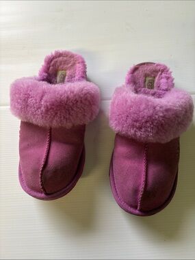 UGG Pink Plush Sheepskin Mule Slippers
